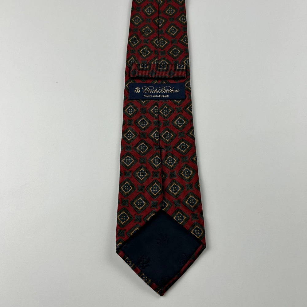 Vintage Brooks‎ Brothers Makers and Merchants Burgundy Geometric Silk Tie USA - Picture 2 of 8
